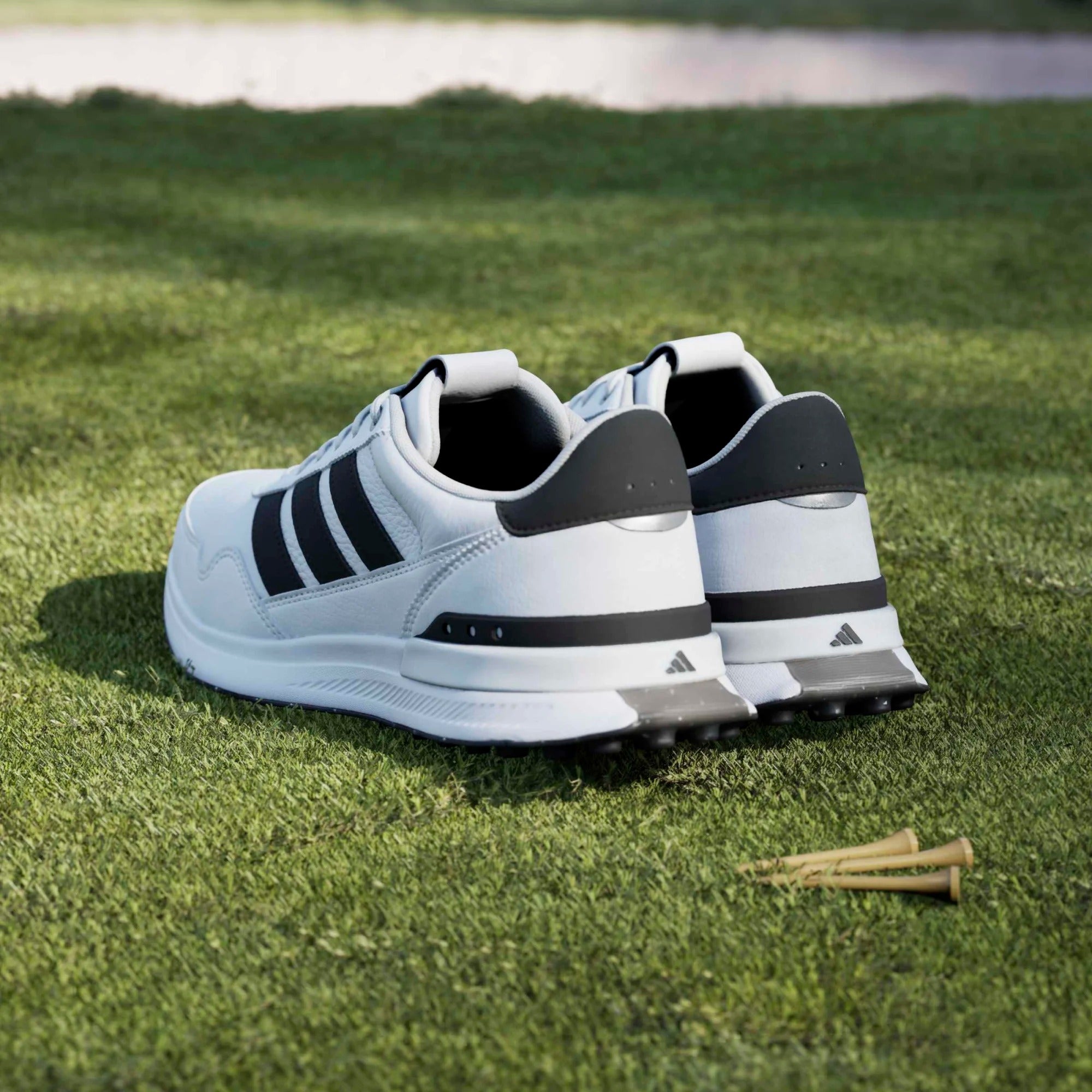 Adidas S2G 26 Leather Spikeless Golf Shoes - White/Black