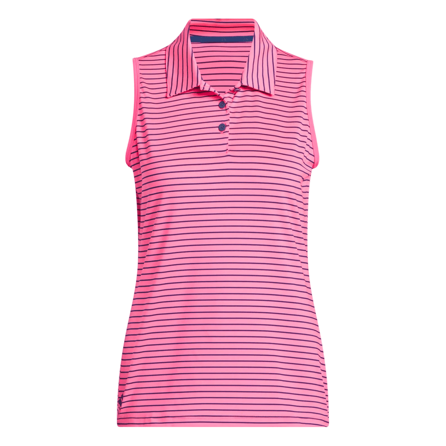 Adidas Ladies Performance Stripe Sleeveless Polo Shirt