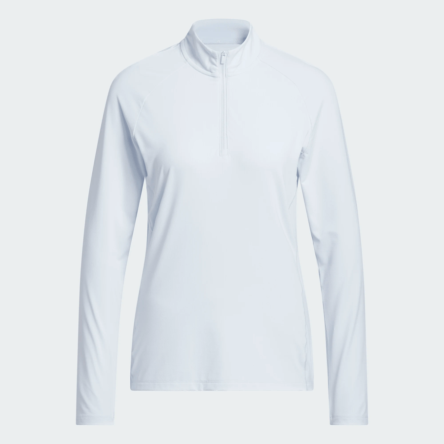 Adidas Ladies Ultimate365 Solid Quarter-Zip Mock Polo Shirt