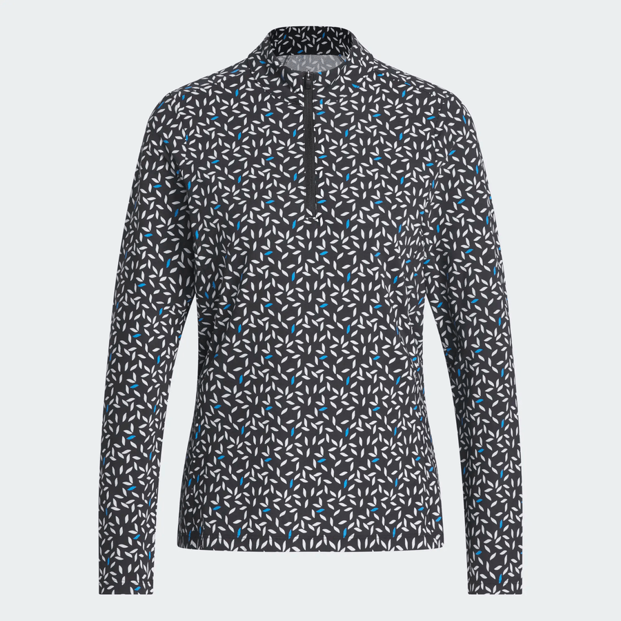 Adidas Ladies Ultimate365 Printed Quarter-Zip Mock Polo Shirt