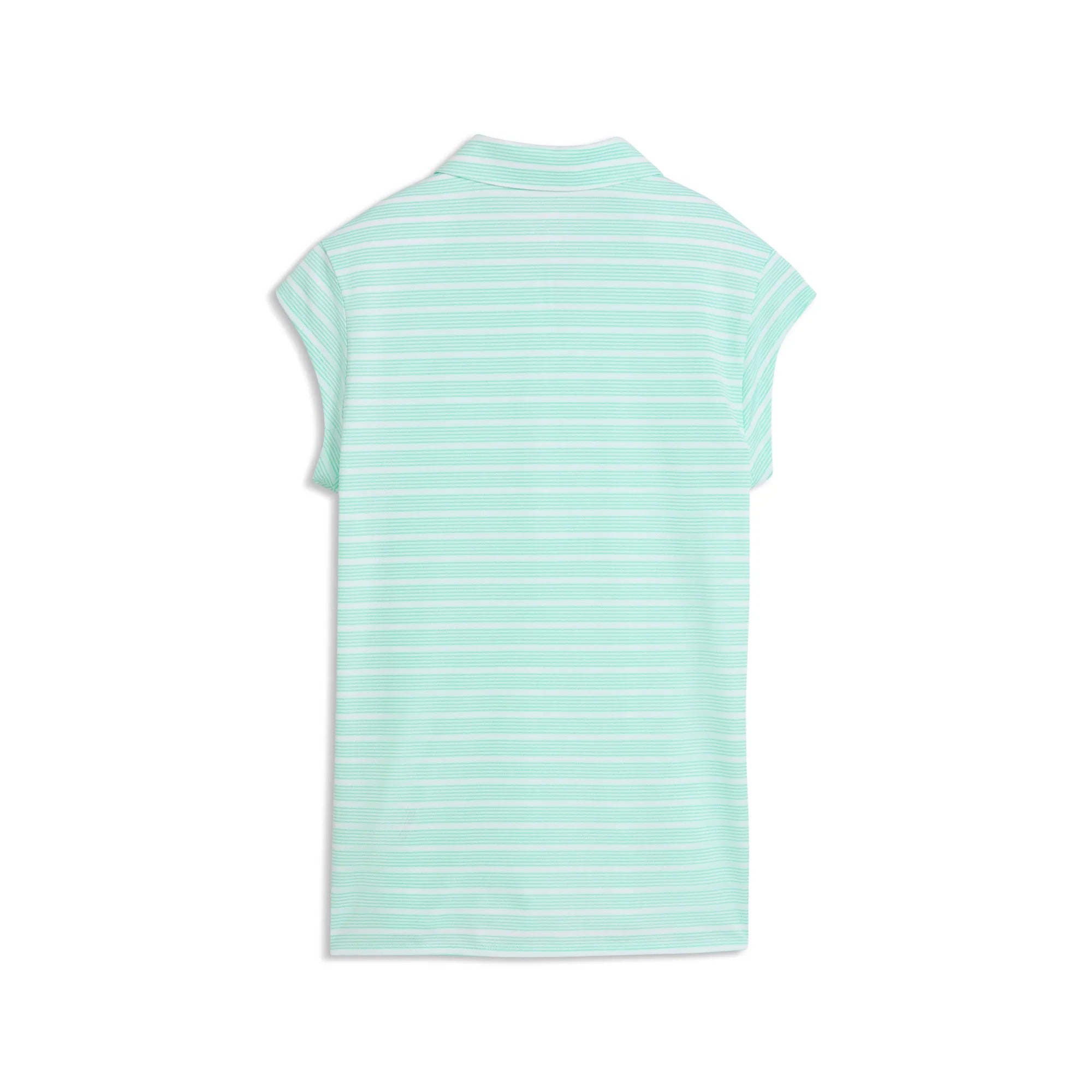 Puma Ladies Pique YD Stripe Cap Sleeve Golf Polo - White/Mint