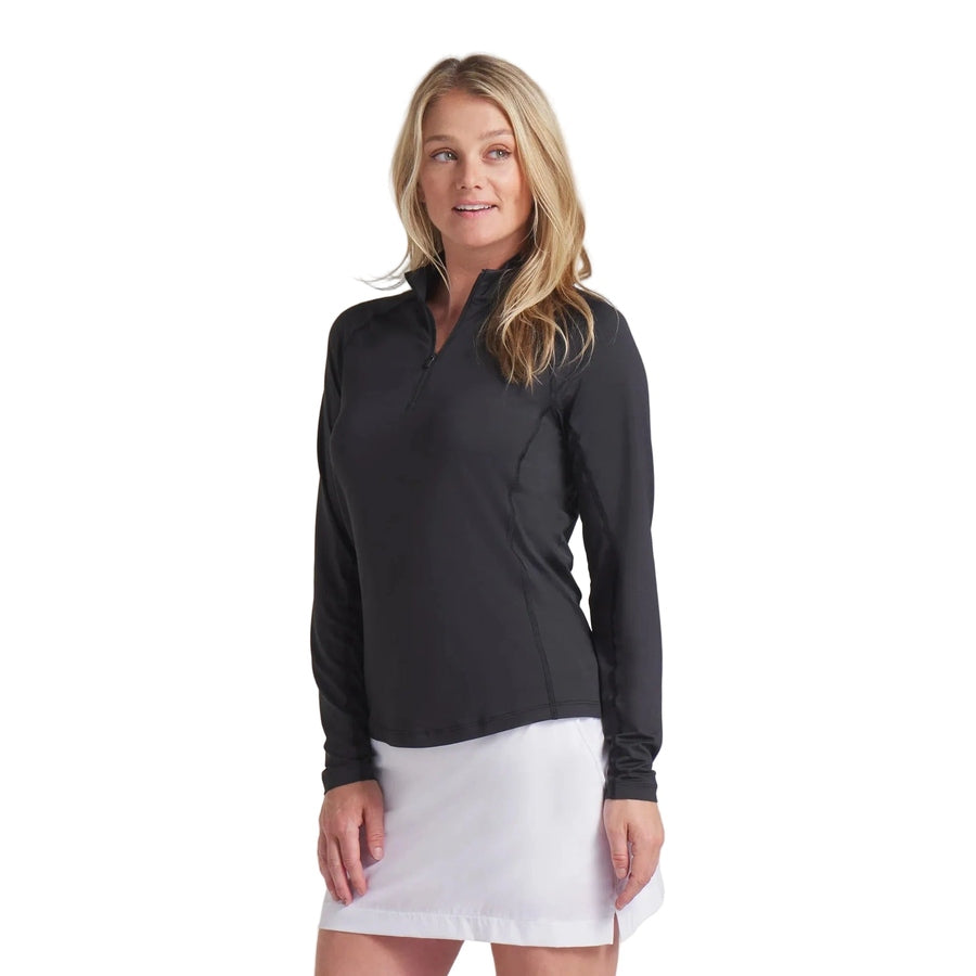 Puma Ladies YOU-V Solid 1/4 Zip Golf Pullover - Black