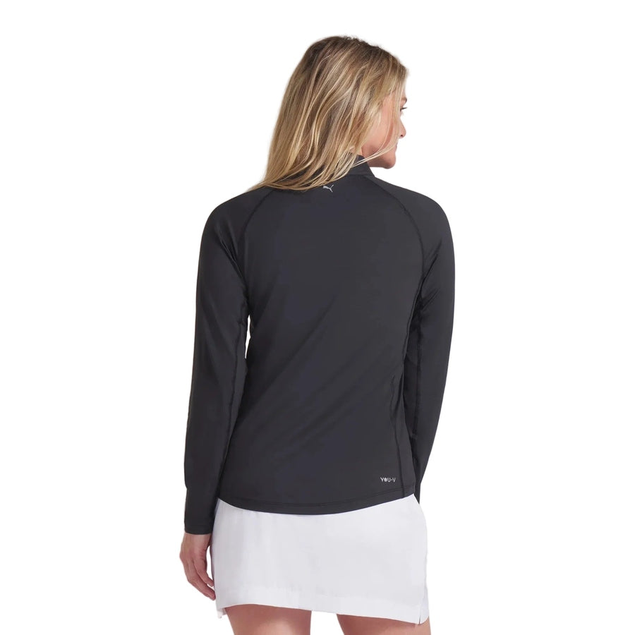 Puma Ladies YOU-V Solid 1/4 Zip Golf Pullover - Black