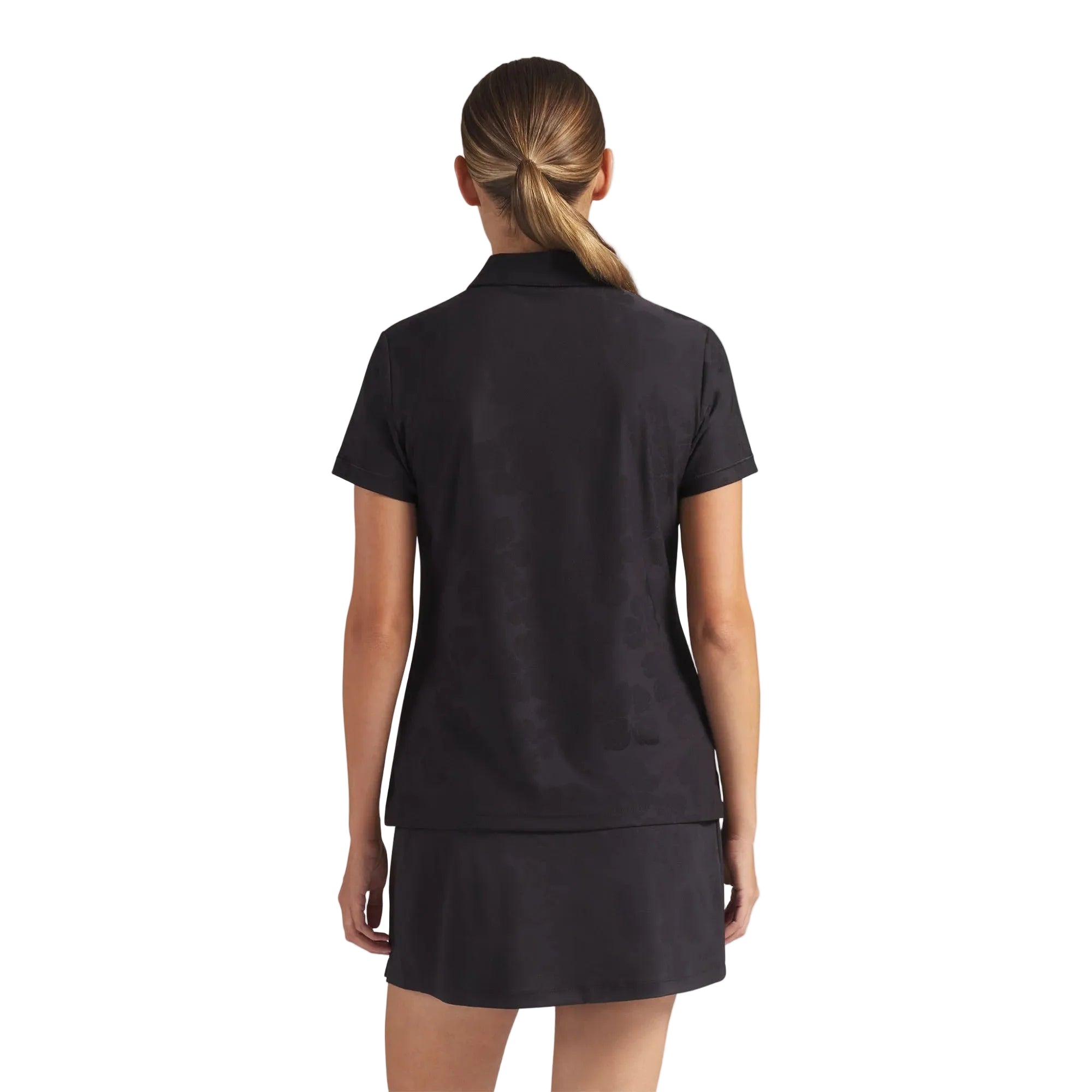 Puma Ladies Floral Lace Jacquard Golf Polo - Black