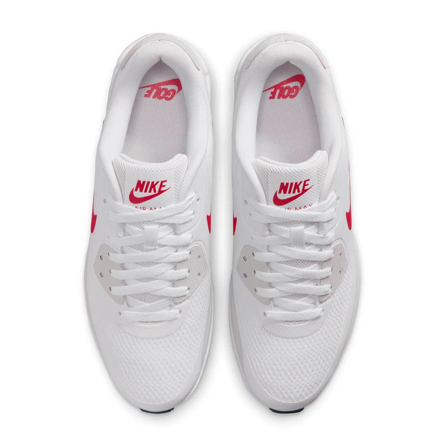 Chaussures de golf Nike Air Max 90 G sans crampons - blanc/rouge