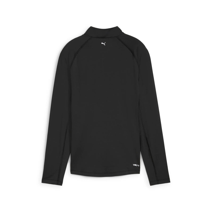 Puma Ladies YOU-V Solid 1/4 Zip Golf Pullover - Black