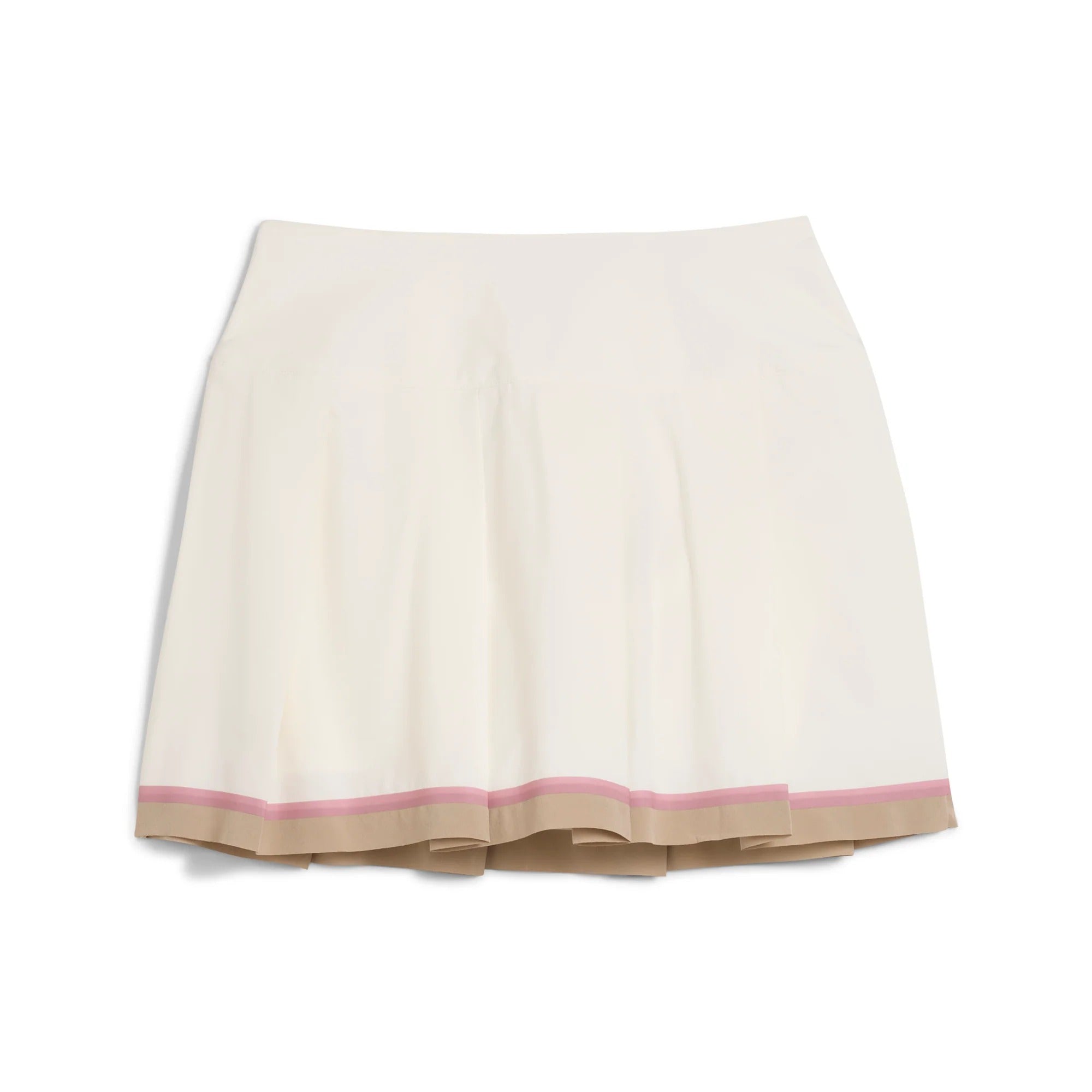 Puma Ladies Stripe Pleated Skirt - Warm White