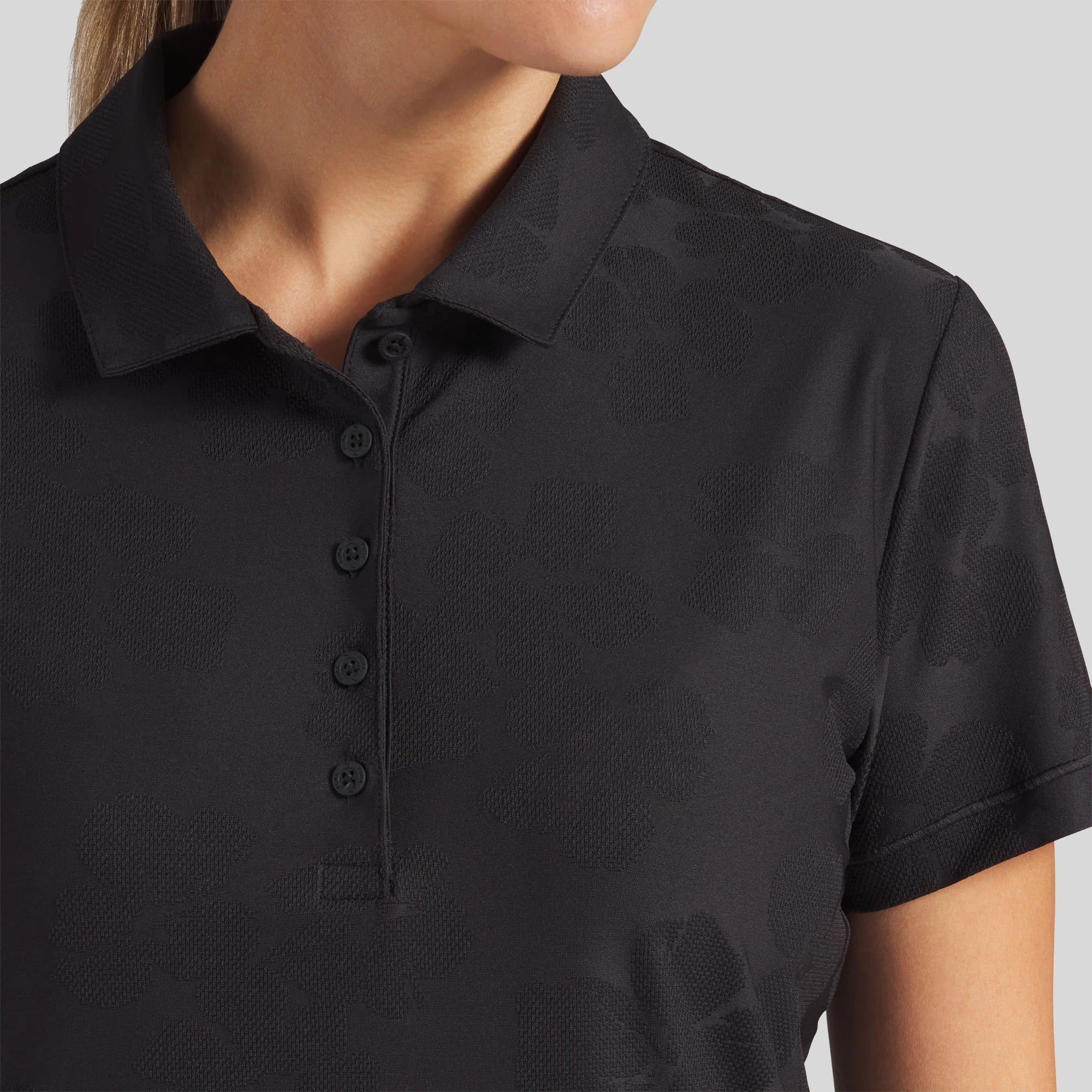 Puma Ladies Floral Lace Jacquard Golf Polo - Black