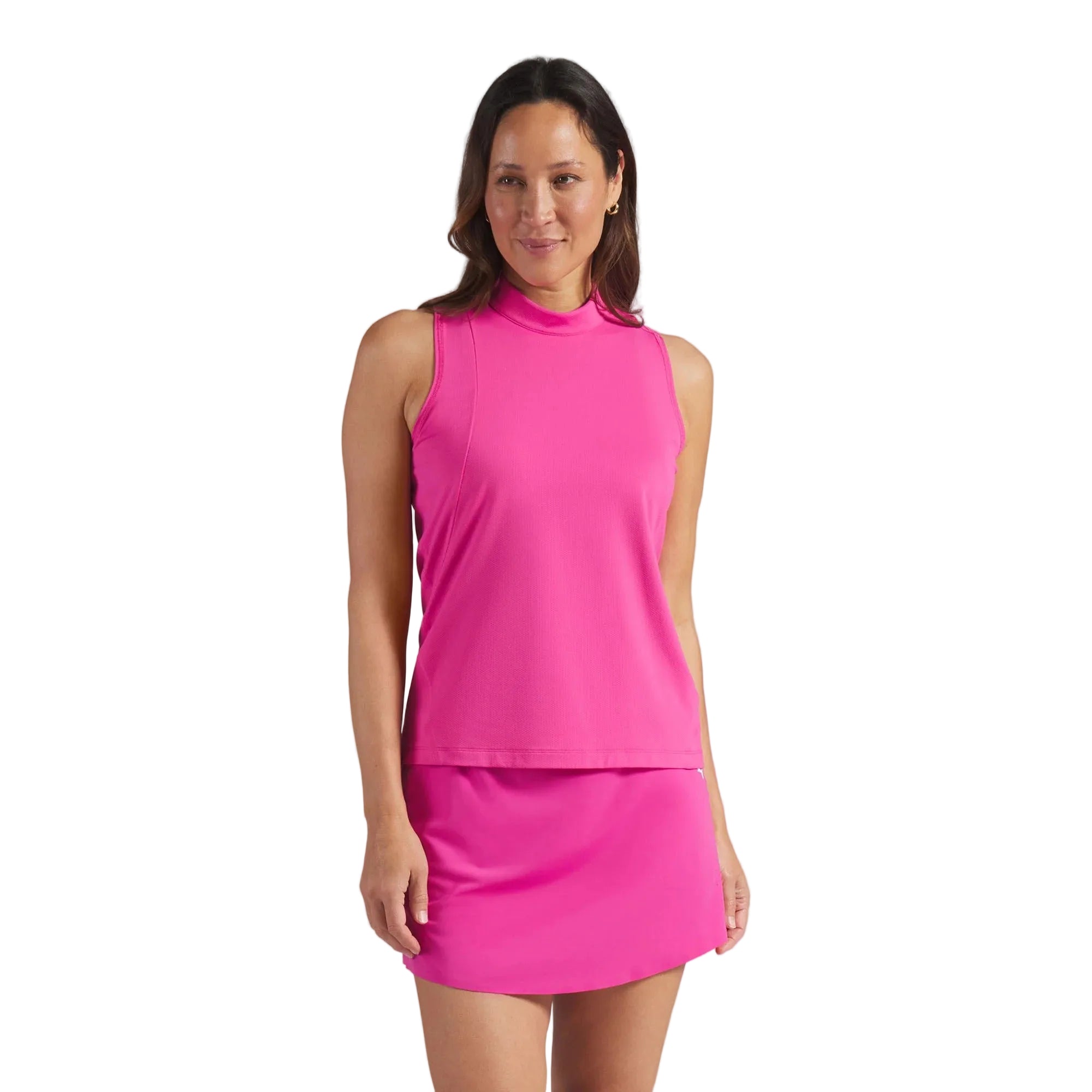 Puma Ladies Nylon Sport Sleeveless Mockneck Golf Polo - Pink