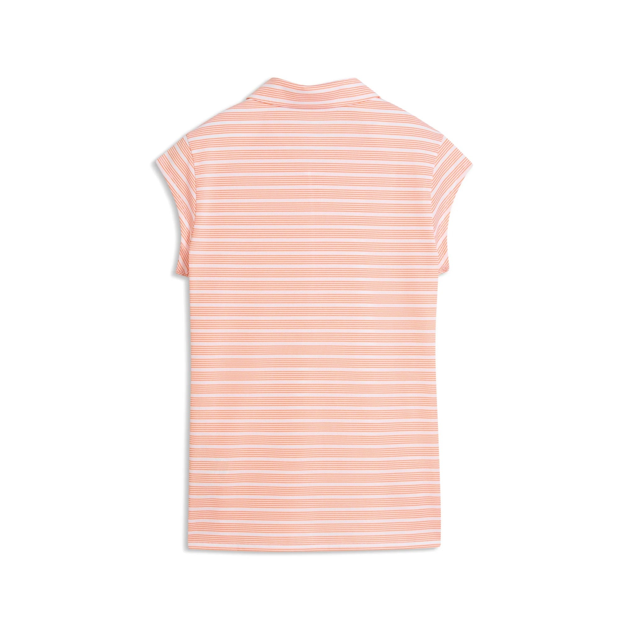 Puma Ladies Pique YD Stripe Cap Sleeve Golf Polo - White/Orange