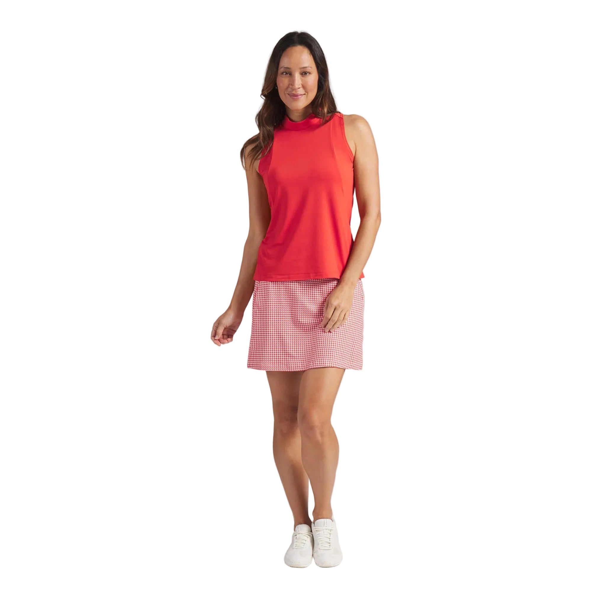 Puma Ladies Nylon Sport Sleeveless Mockneck Golf Polo - Red