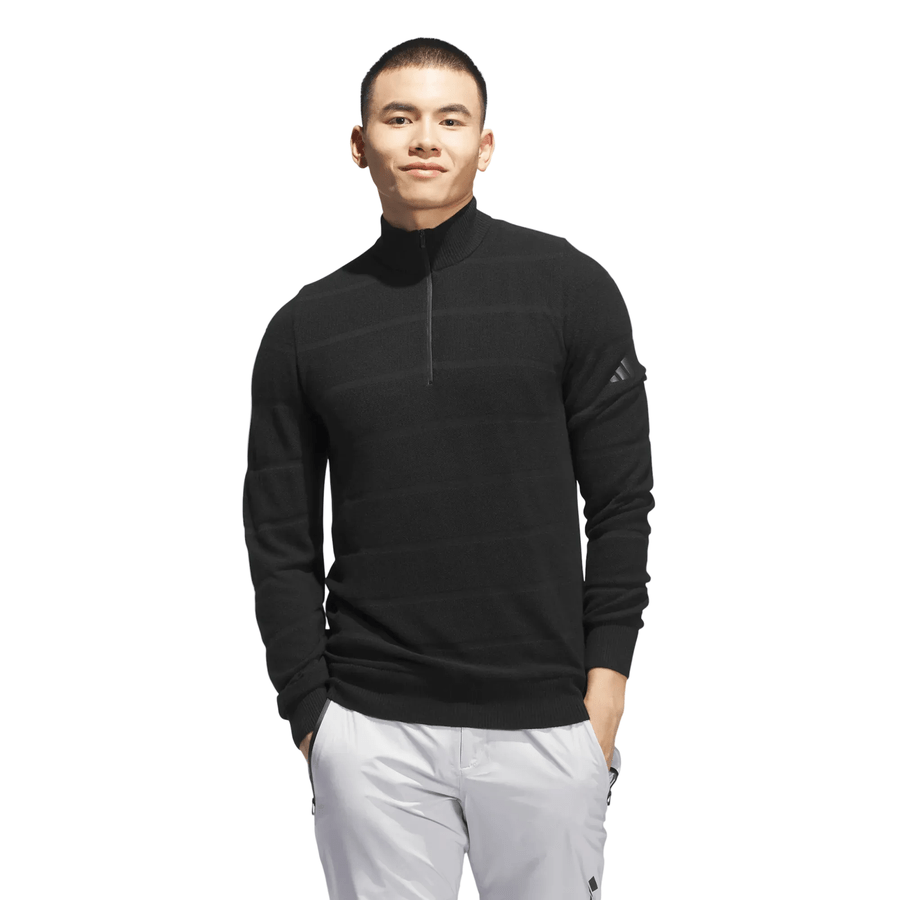 Adidas Ultimate365 Tour Wind Knit Quarter-Zip Sweater - Black
