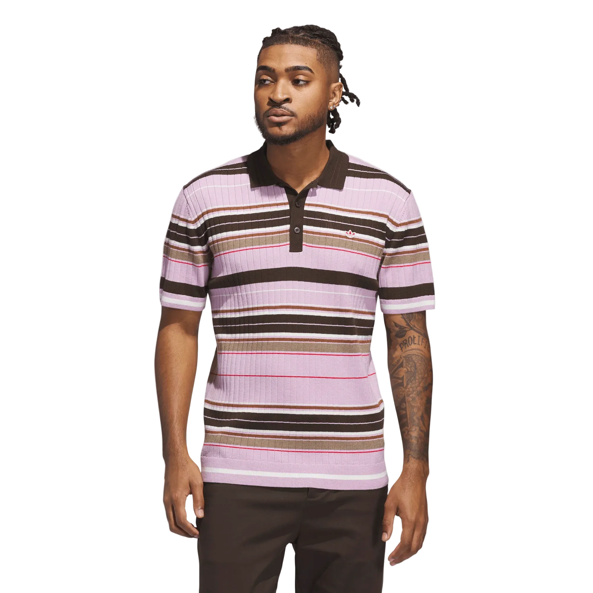 Adidas Originals Knit Polo - Pink/Brown