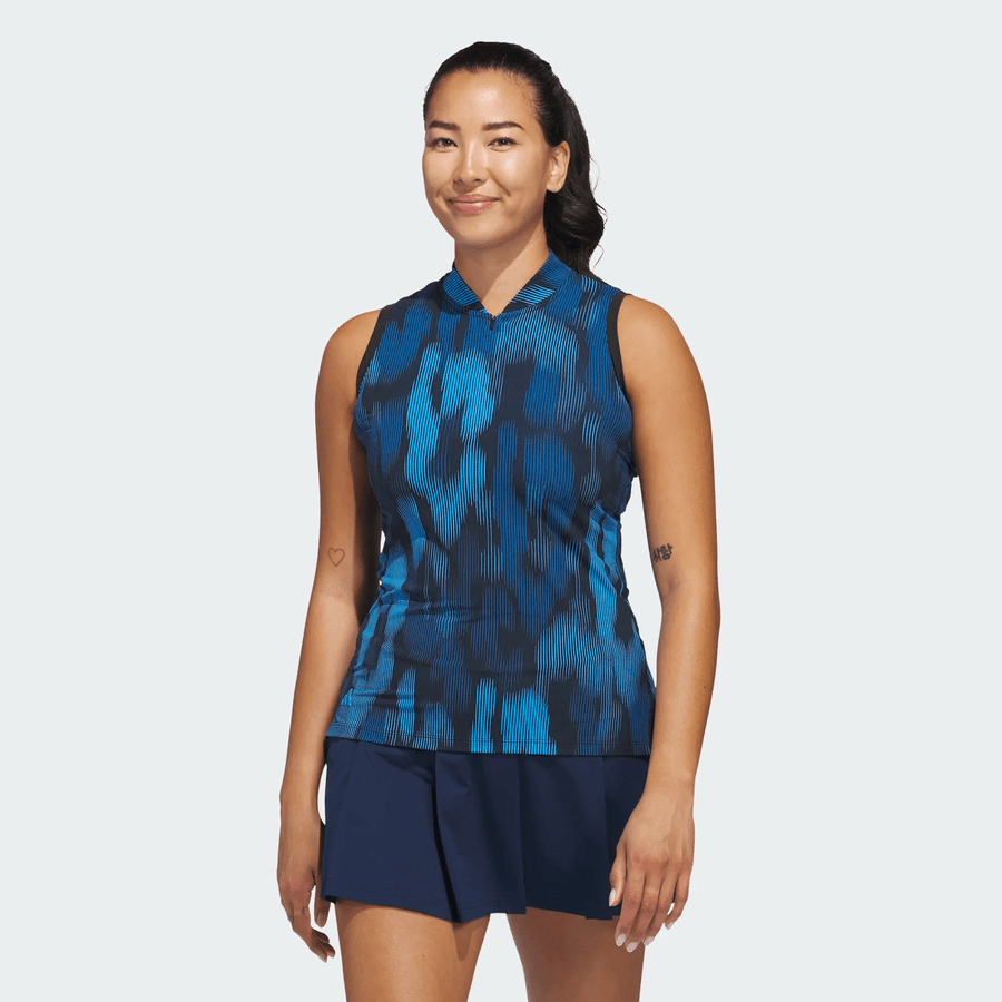 Adidas Ladies Ultimate365 Tour Printed Sleeveless Polo Shirt