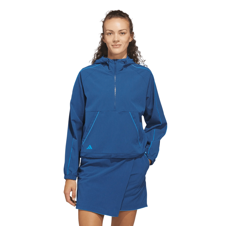 Adidas Ladies Ultimate365 Seersucker Quarter-Zip Jacket - Blue
