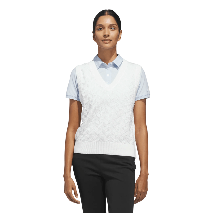 Adidas Ladies Ultimate365 Tour Knit Sleeveless Vest - White
