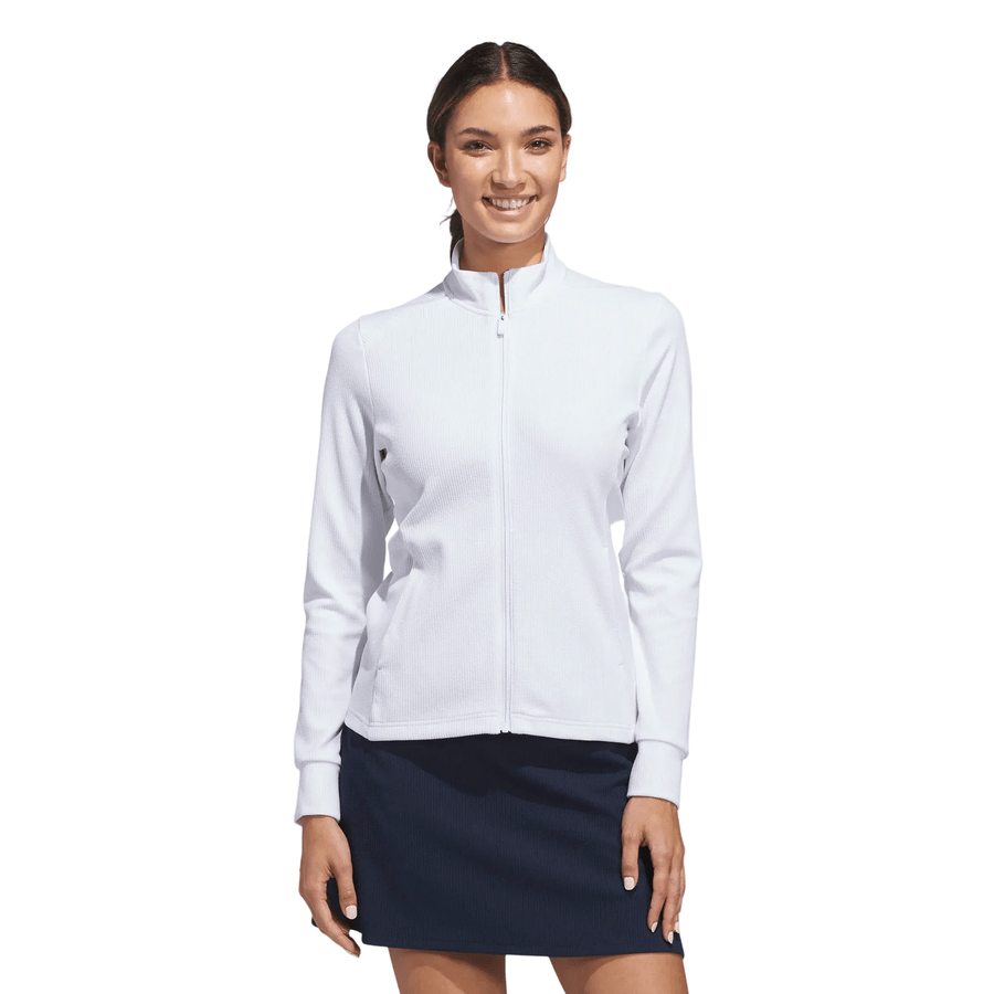 Adidas Ladies Textured Golf Jacket - White