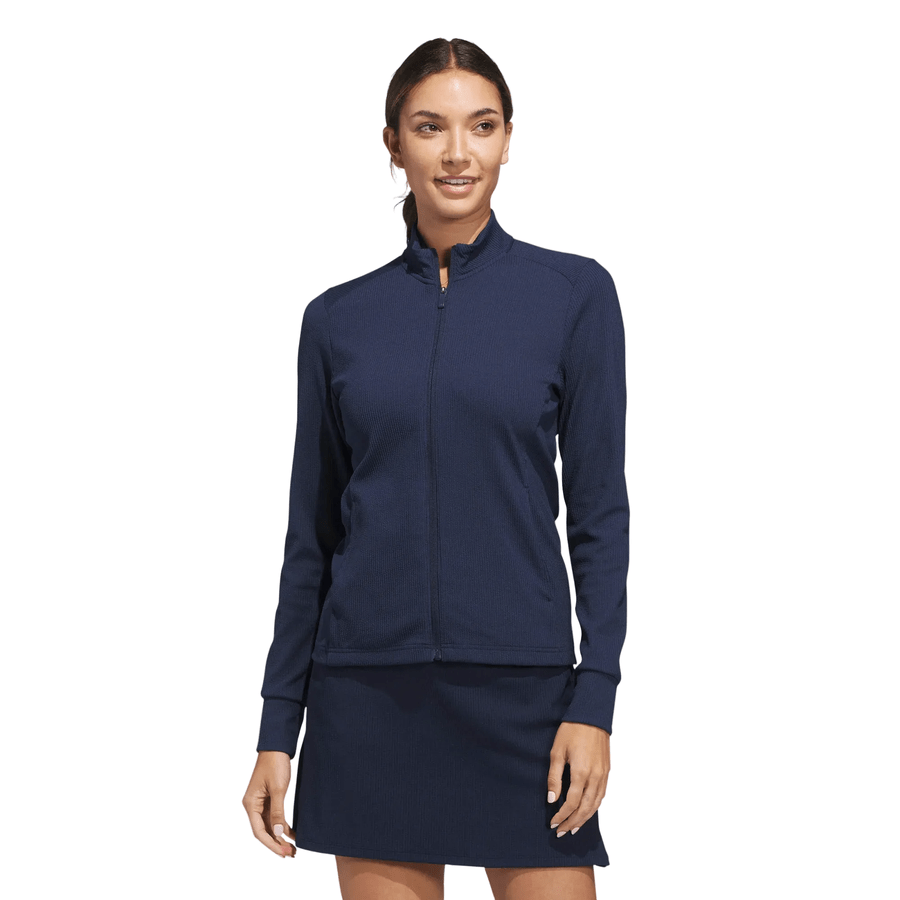 Adidas Ladies Textured Golf Jacket - Navy