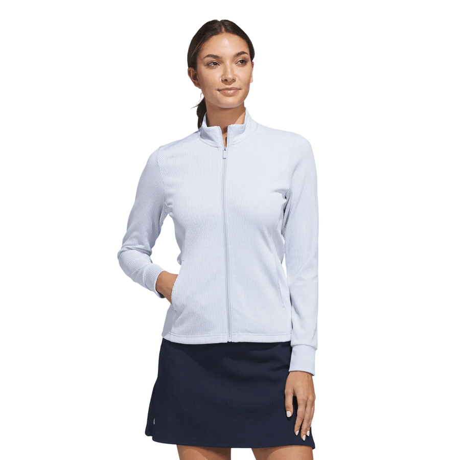 Adidas Ladies Performance Texture Full Zip Jacket - Blue
