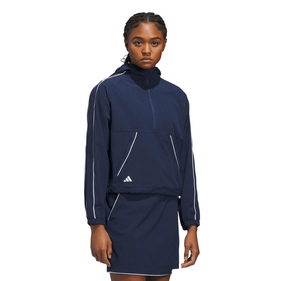 Adidas Ladies Ultimate365 Seersucker Quarter-Zip Jacket - Navy