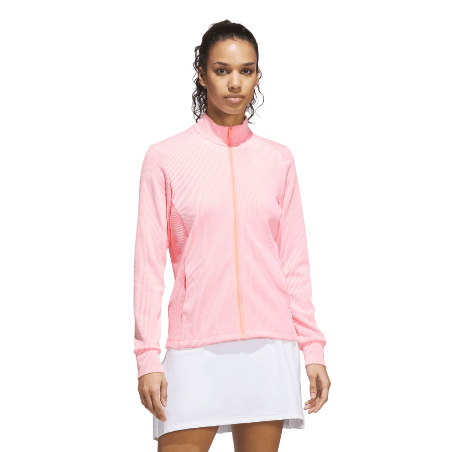 Adidas Ladies Performance Texture Full Zip Jacket - Pink