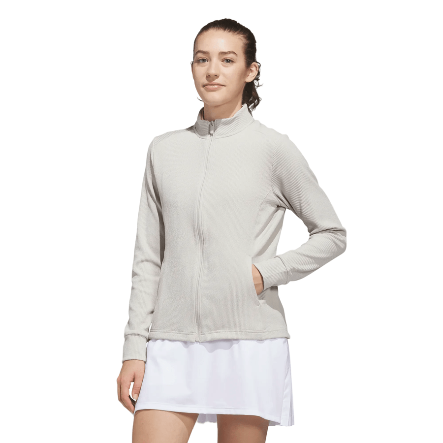 Adidas Ladies Textured Golf Jacket - Beige