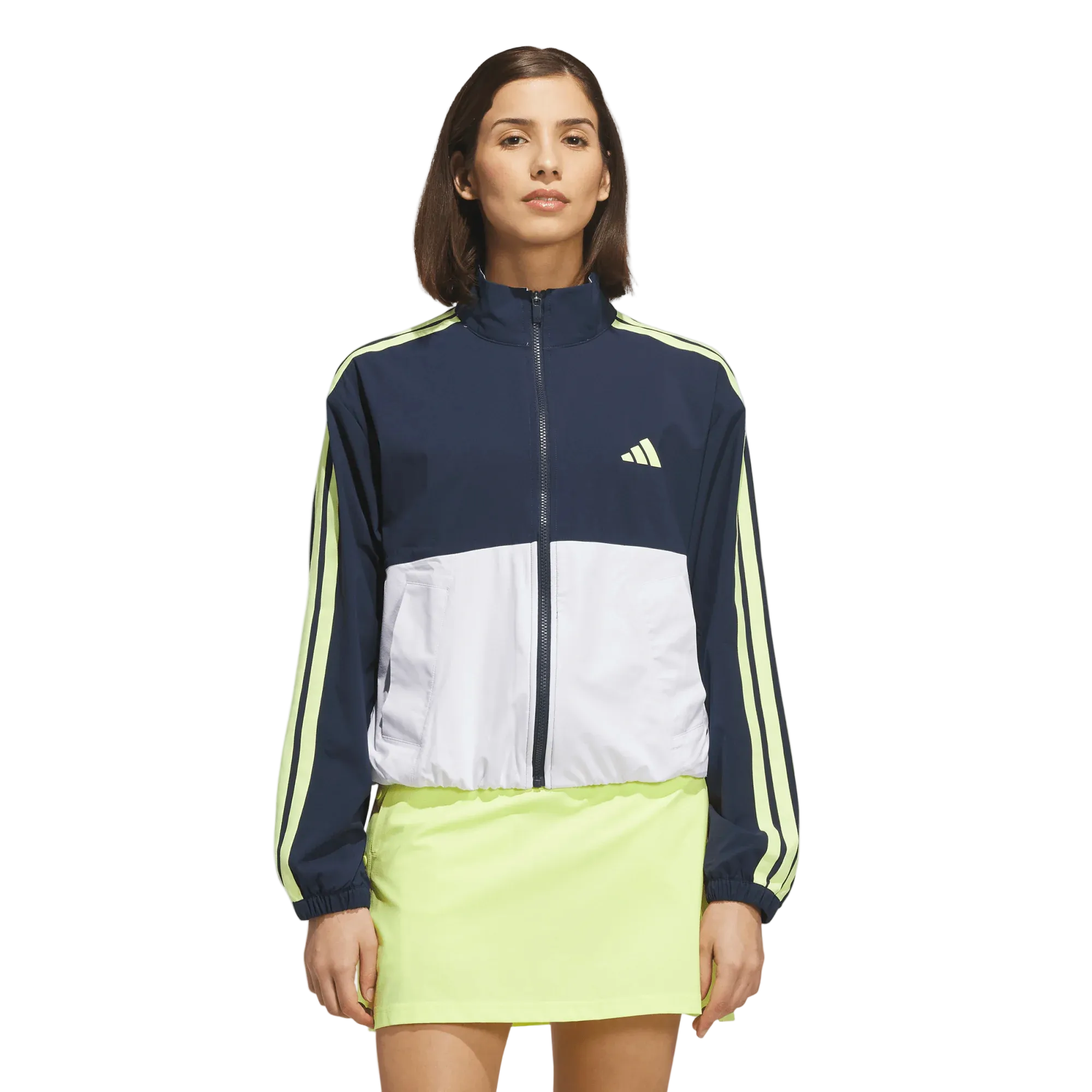 Adidas Ladies Beyond The Course Colorblock Twistweave Full-Zip Jacket - Navy/White