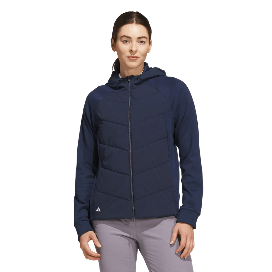 Adidas Ladies Ultimate365+ Course Control Quilted Hooded Jacket - Navy