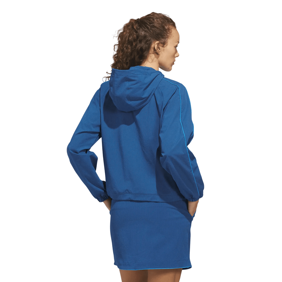 Adidas Ladies Ultimate365 Seersucker Quarter-Zip Jacket - Blue