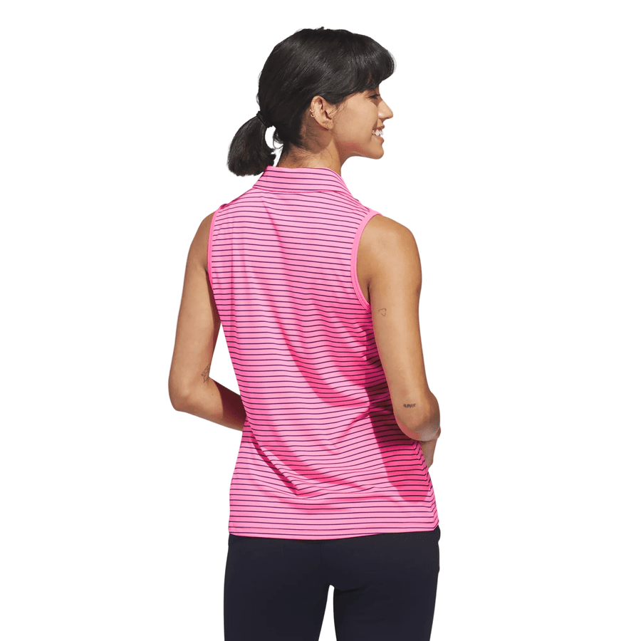 Adidas Ladies Performance Stripe Sleeveless Polo Shirt