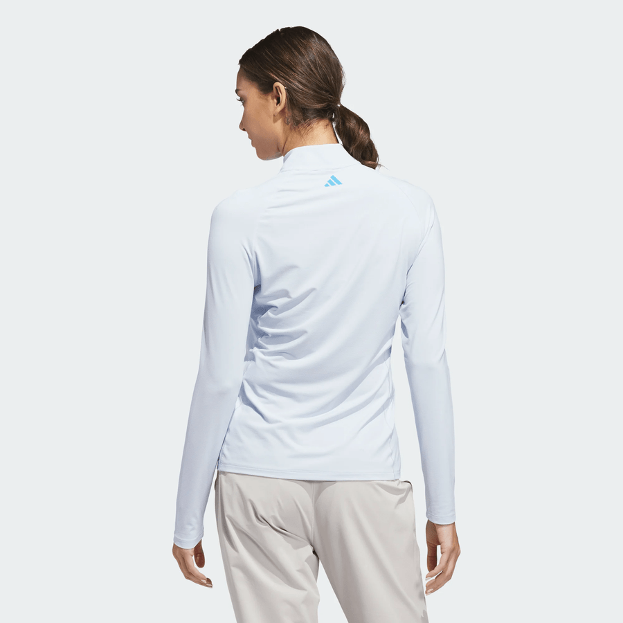 Adidas Ladies Ultimate365 Solid Quarter-Zip Mock Polo Shirt