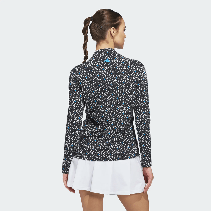 Adidas Ladies Ultimate365 Printed Quarter-Zip Mock Polo Shirt