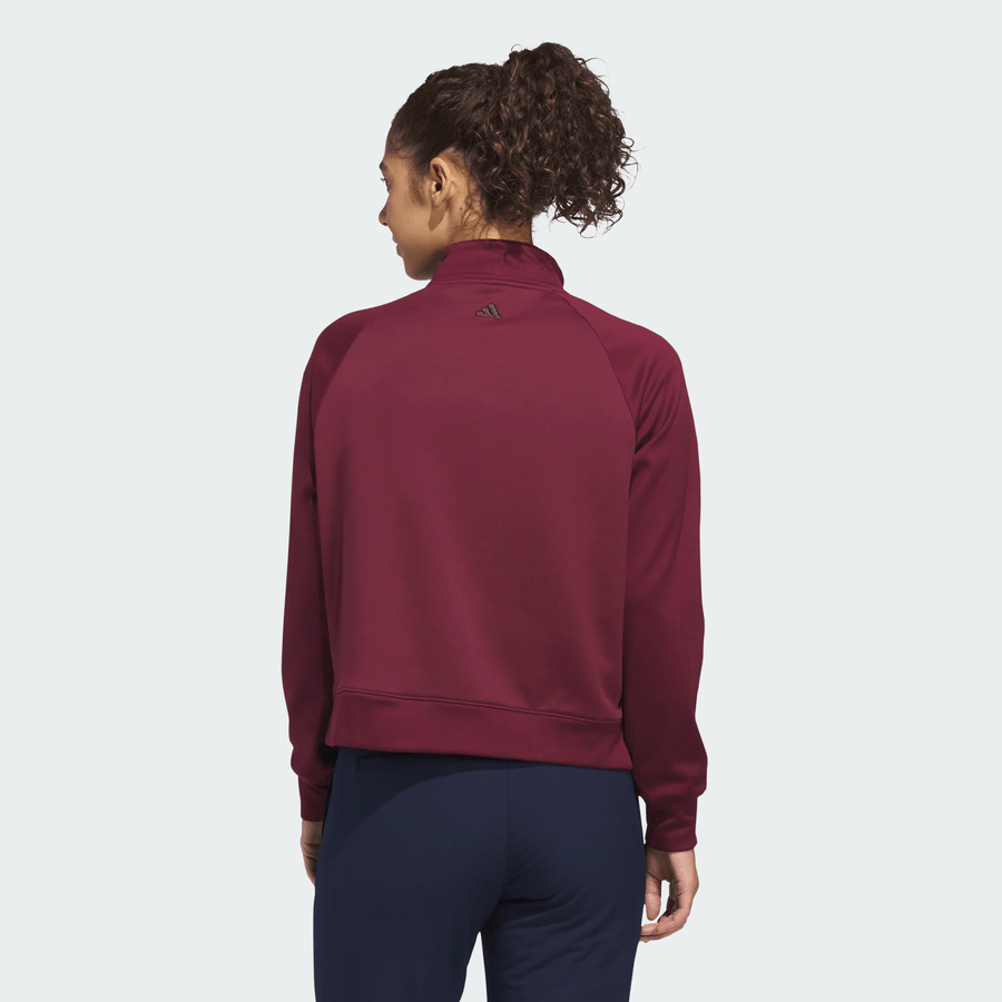 Adidas Ladies Ultimate365+ Climawarm Loose Quarter-zip Hoodie - Maroon