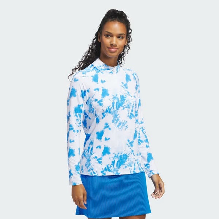 Adidas Ladies Ultimate365 Printed Quarter-Zip Mock Polo Shirt