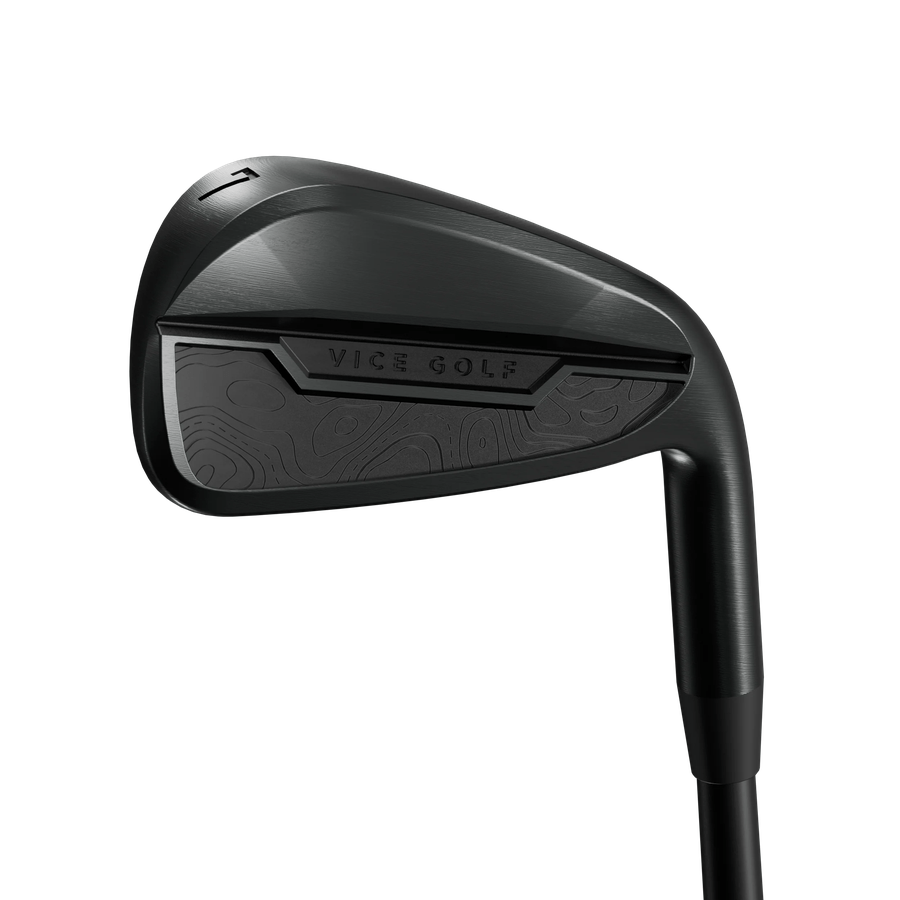 Vice Golf VGI02 tout noir, série de fers 5-PW, AW, shaft en acier - options de personnalisation offertes