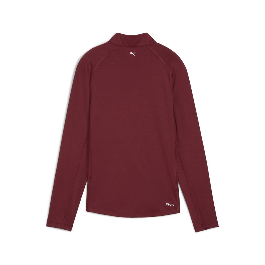 Puma Ladies YOU-V Solid 1/4 Zip Golf Pullover - Ruby