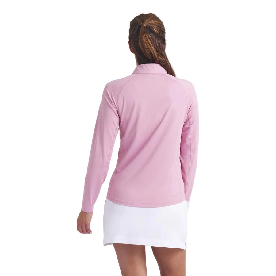 Puma Ladies YOU-V Solid 1/4 Zip Golf Pullover - Rose