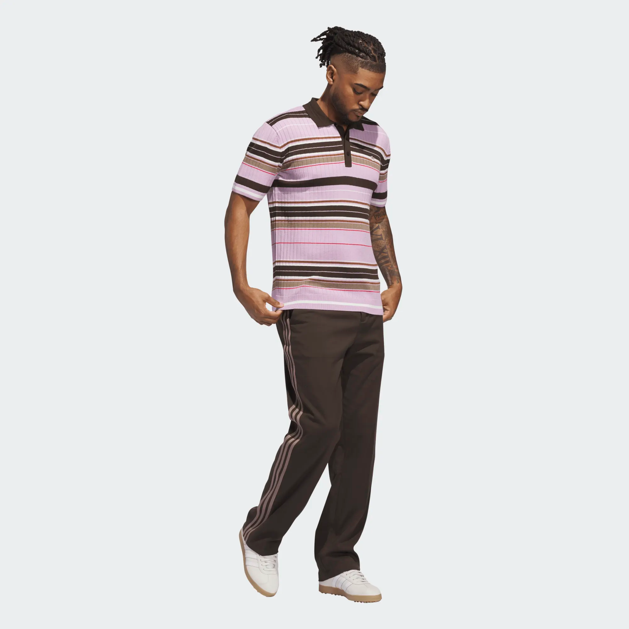 Adidas Originals Knit Polo - Pink/Brown