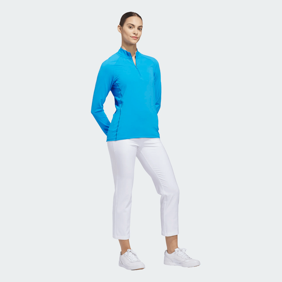 Adidas Ladies Ultimate365 Solid Quarter-Zip Mock Polo Shirt