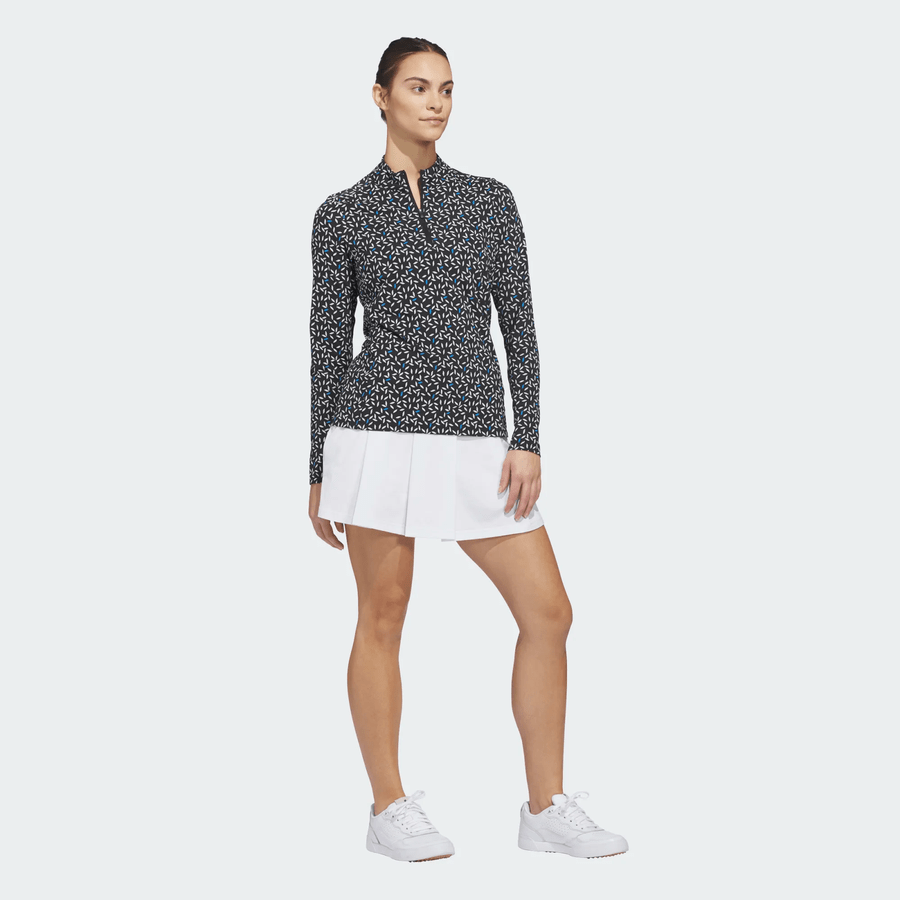Adidas Ladies Ultimate365 Printed Quarter-Zip Mock Polo Shirt