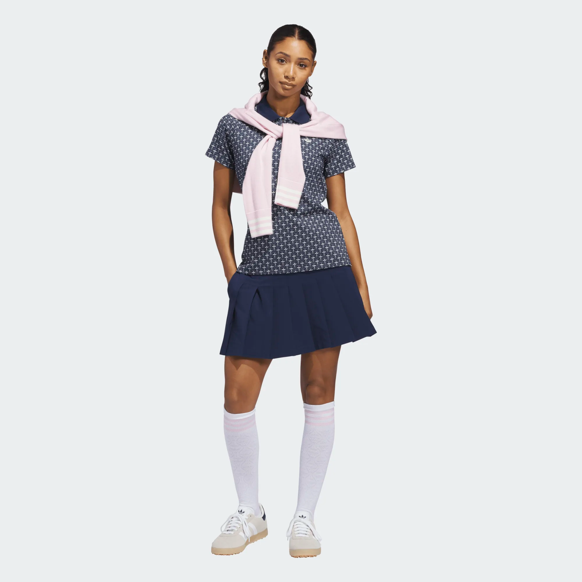 Adidas Ladies Originals All Over Trefoil Polo Shirt