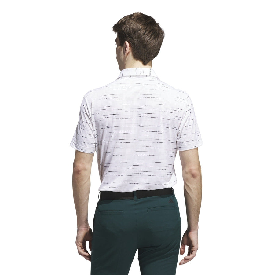 Adidas Ultimate365 Mesh Stripe Print Polo Shirt - White/Pink