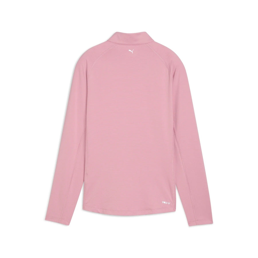 Puma Ladies YOU-V Solid 1/4 Zip Golf Pullover - Rose