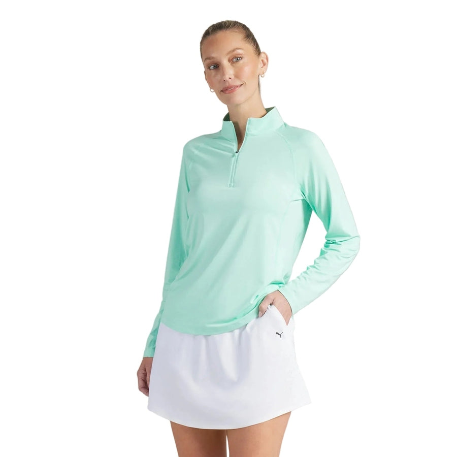 Puma Ladies YOU-V Solid 1/4 Zip Golf Pullover - Mint