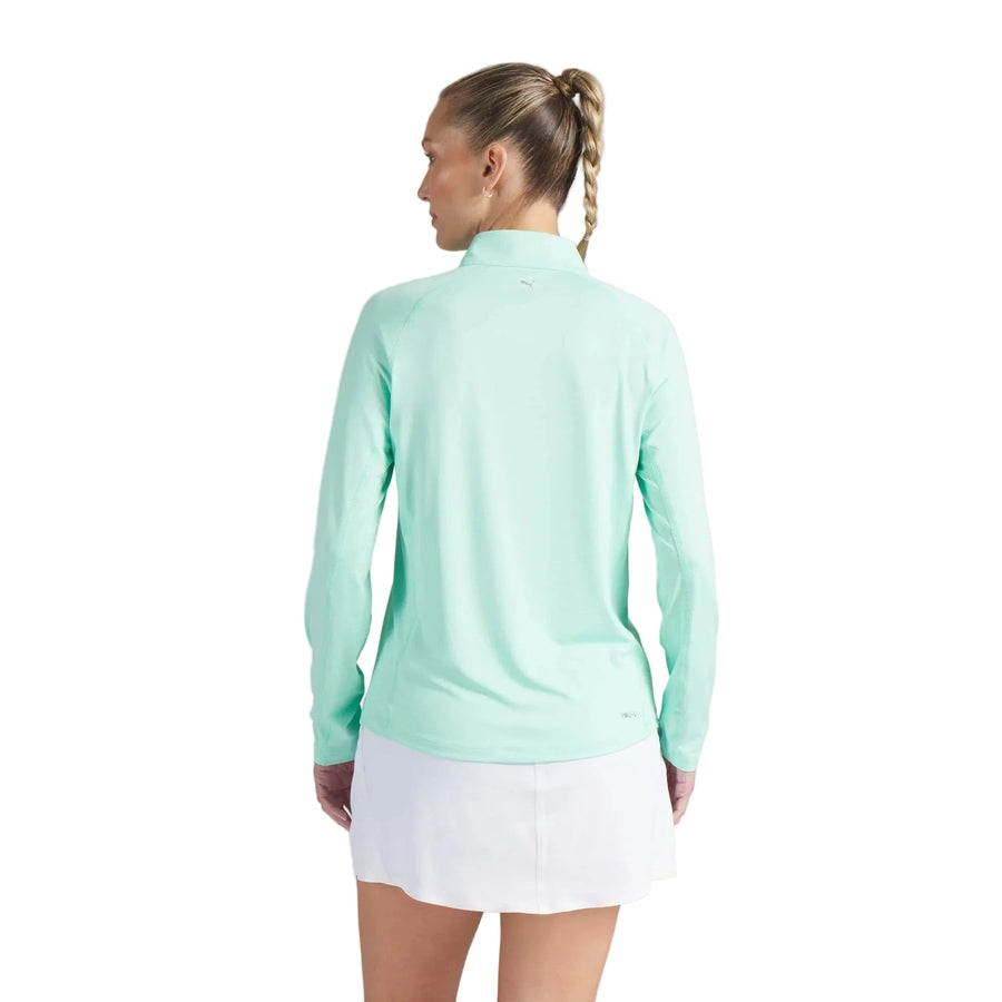 Puma Ladies YOU-V Solid 1/4 Zip Golf Pullover - Mint