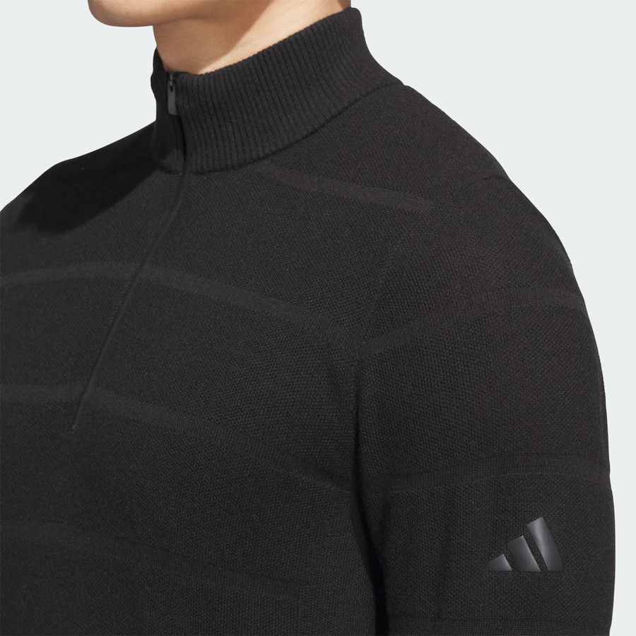 Adidas Ultimate365 Tour Wind Knit Quarter-Zip Sweater - Black