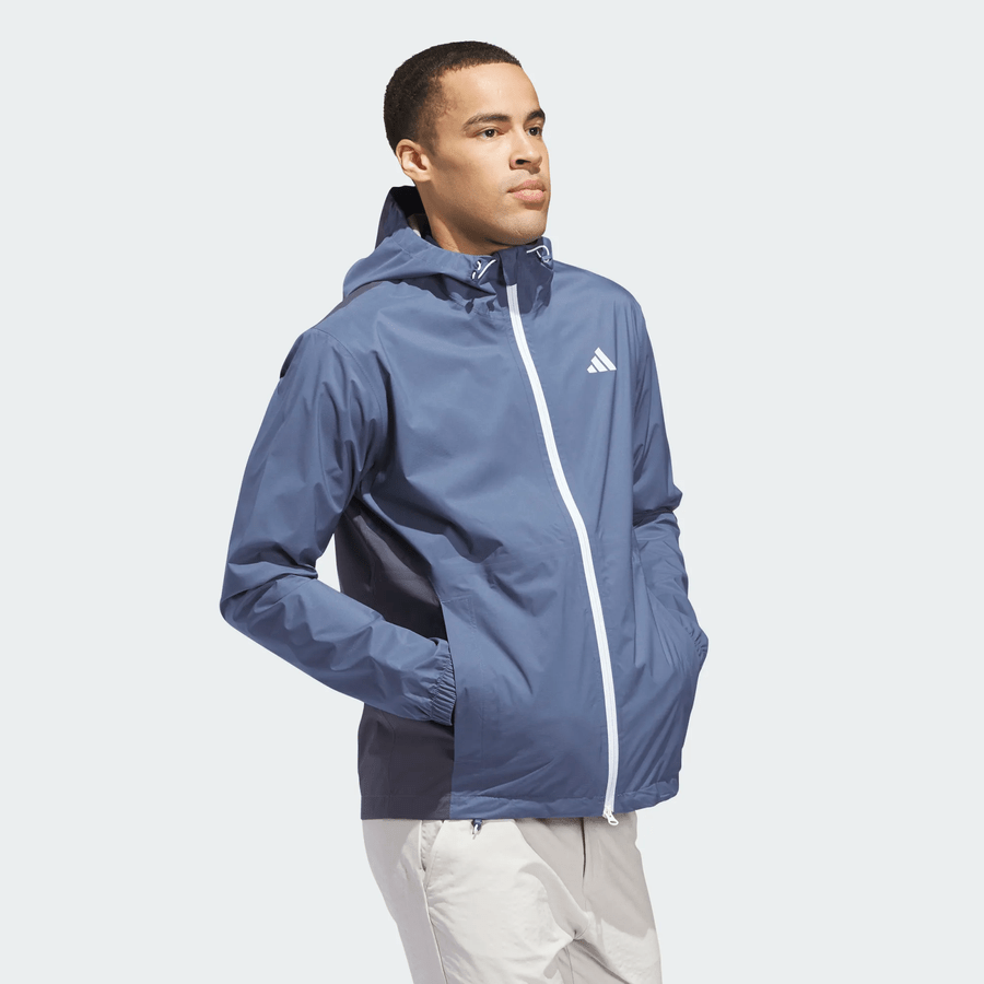 Adidas RAIN.RDY Hooded Waterproof Golf Jacket - Blue