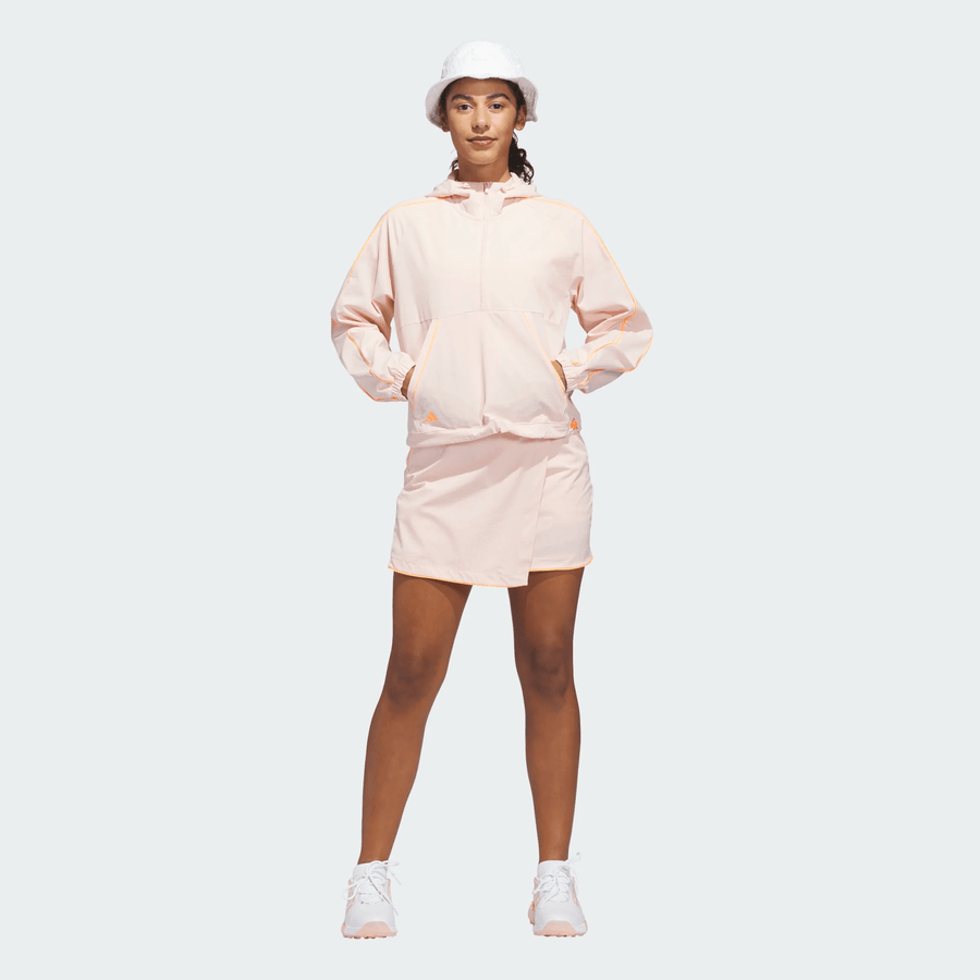 Adidas Ladies Ultimate365 Seersucker Quarter-Zip Jacket - Pink