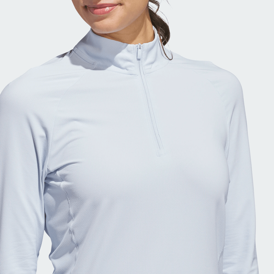 Adidas Ladies Ultimate365 Solid Quarter-Zip Mock Polo Shirt