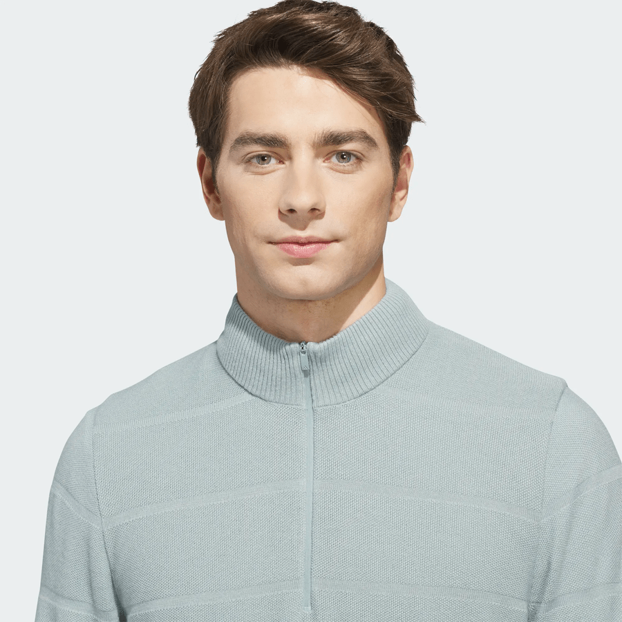 Adidas Ultimate365 Tour Wind en maille, quart de zip - Vert